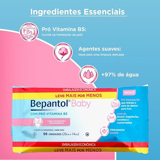 Bepantol Kit 10 Lenços Umedecidos Hipoalergênicos 96un cada - Imagem 3