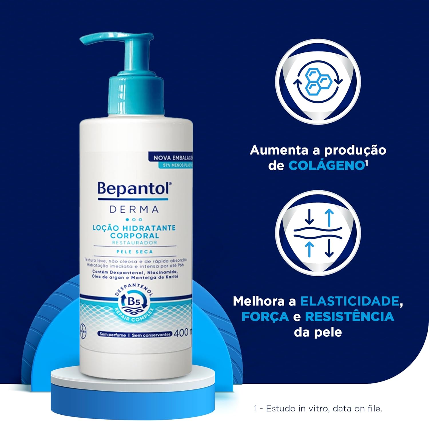 Bepantol Derma Hidratante Corporal, Restaurador para Pele Seca, 400ml - Imagem 3