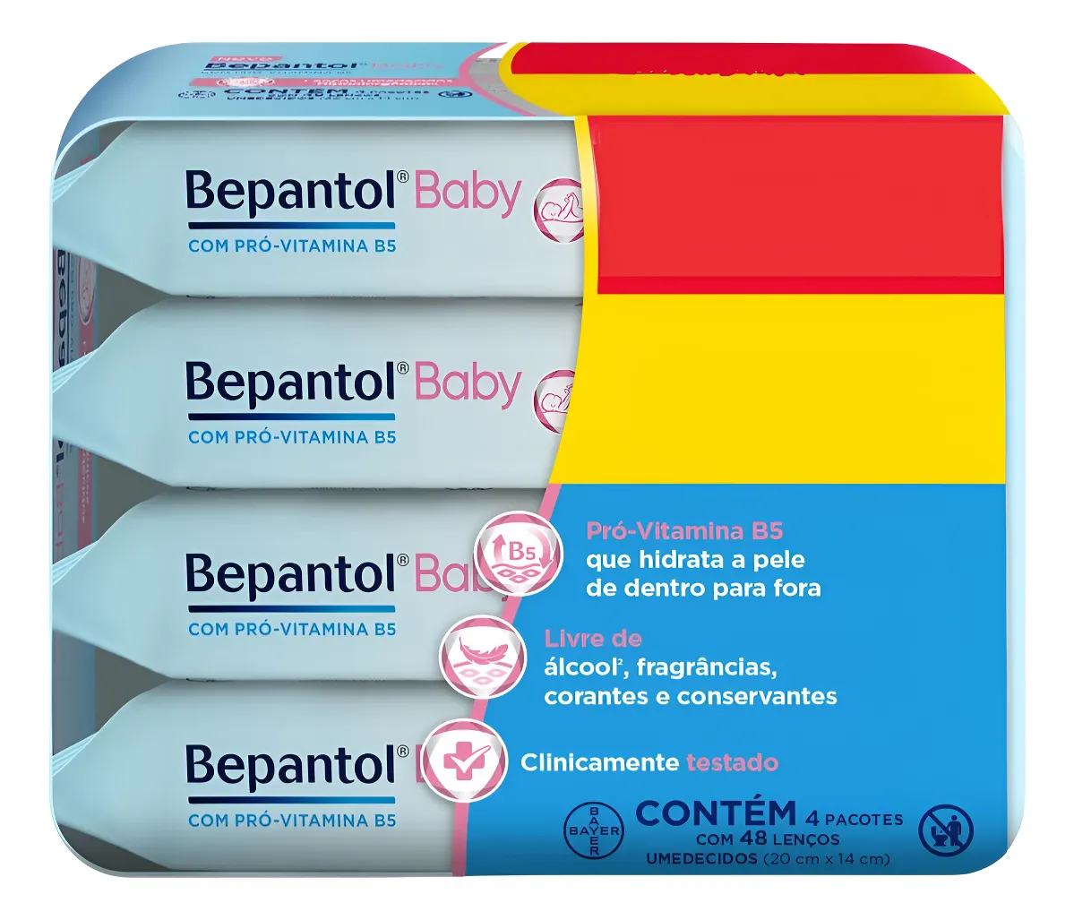 Bepantol Kit Leve 4 Pague 3 Lenços Umedecidos Hipoalergênicos 96un cada