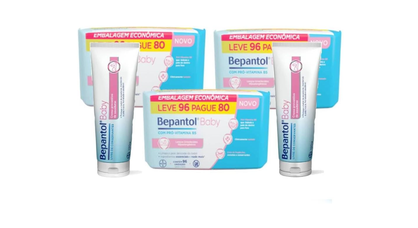 Bepantol Kit 2 Pomadas Assadura 120g + 3 Lenços Umedecidos